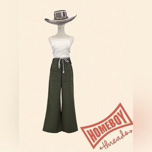 NWT Local European Green Wide Leg Palazzo Pants size XS